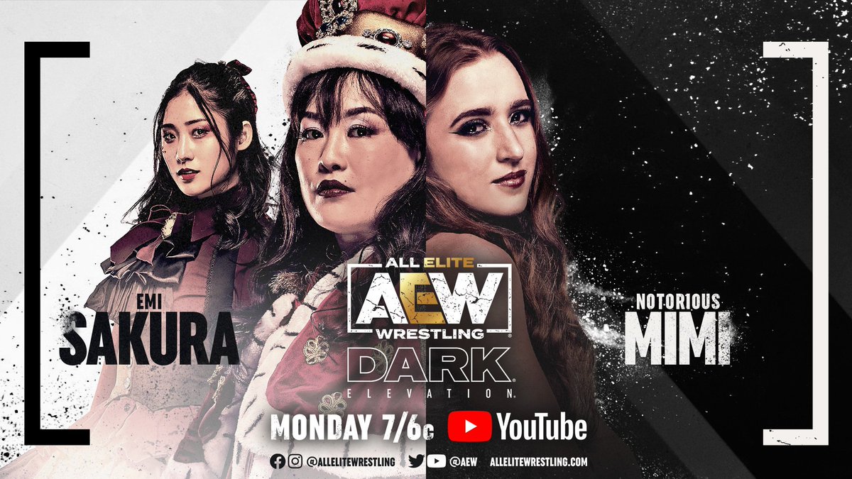 LuisQWorks's tweet photo. Pro-wrestlingโs #NumberOneAngel Notorious Mimi goes one-on-one with #KillerQueens savvy vet Emi Sakura ๐ tomorrow on #AEWDarkElevation ๐ https://t.co/SczKGlcd91