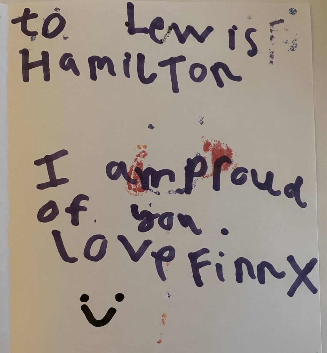 MarkRobertson12's tweet photo. @LewisHamilton you have so many fans and here’s what one of those, a 5 year old, wanted to let you know… https://t.co/xutdsoz5K5