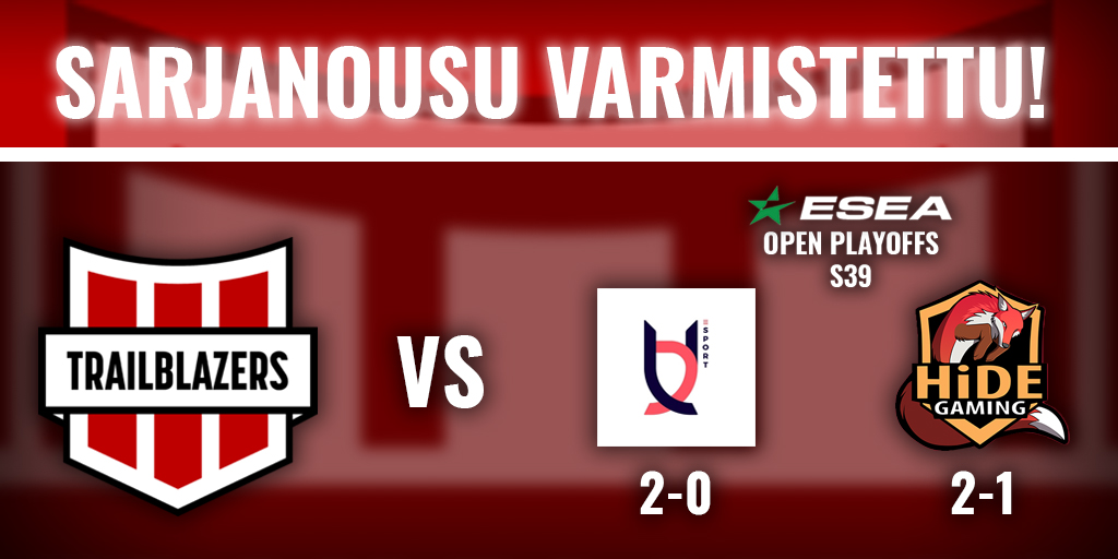 Trailin jätkät ovat vääntäneet viikonloppuna kansainvälisillä kentillä ja tänään varmistui sarjanousu <a href="/ESEA/">ESEA League</a> Intermediateen! 🥳🥳

Onnittelut!
<a href="/SkeetziCS/">Marko</a> 
@jAlmariCS 
@roleycs 
@Z1LL_CS 
<a href="/samo_cs/">Riku</a> 

Kommenteissa lisää matseista!

#esportsfi #csgofi #esea