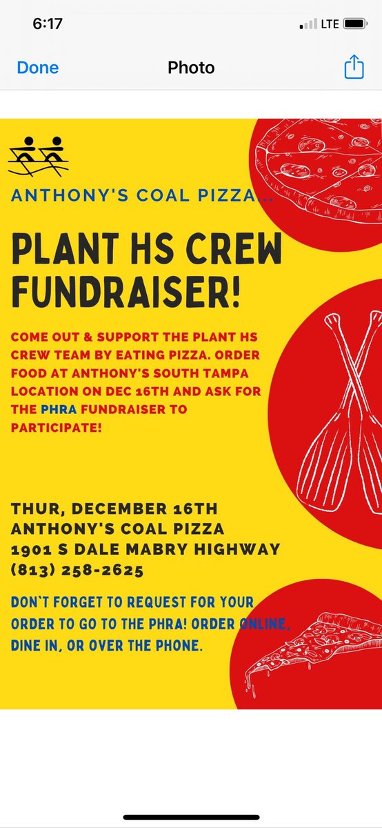 SusanEHLucas's tweet photo. If you live near Tampa, come support Plant High Rowing and enjoy a great dinner too! https://t.co/D0axUb5cUi