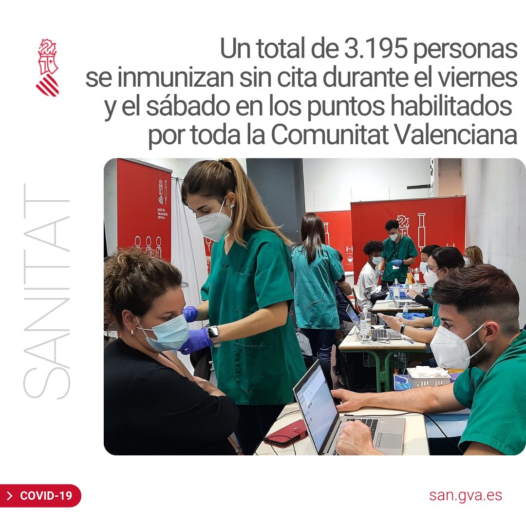 💉 Más de 826.000 personas han recibido la dosis de refuerzo contra la #covid_19 y 4.812.311 se han descargado el certificado 

🆕📌 Quienes todavía no se han vacunado pueden hacerlo en los nuevos puntos en València y en varias superficies comerciales de Alicante y Castellón