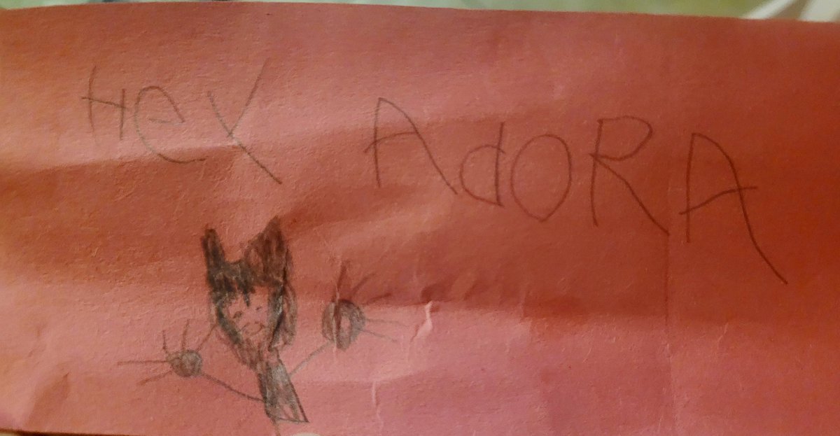 Gettothepointst's tweet photo. @Gingerhazing is this what 6yo Catra would send to Adora? Courtesy of my 6 yo. https://t.co/q93AW9gaPu
