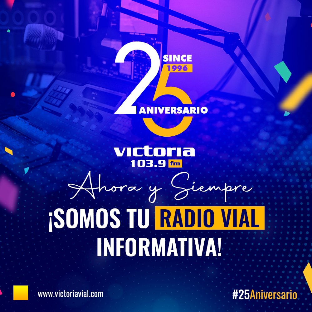 Ejecutante Vagabundo Psicológico Victoria FM on Twitter: "🥳 •¡HOY #12Dic, estamos cumpliendo nuestro #Aniversario25 de historia radial!🎙 💯•¡Muchas gracias, amigos! ¡Muchísimas gracias por habernos acompañado durante estos 25 años de vida, queremos celebrarlo con ustedes! ¡ Ejecutante Vagabundo Psicológico Victoria FM on Twitter: "🥳 •¡HOY #12Dic, estamos cumpliendo nuestro #Aniversario25 de historia radial!🎙 💯•¡Muchas gracias, amigos! ¡Muchísimas gracias por habernos acompañado durante estos 25 años de vida, queremos celebrarlo con ustedes! ¡