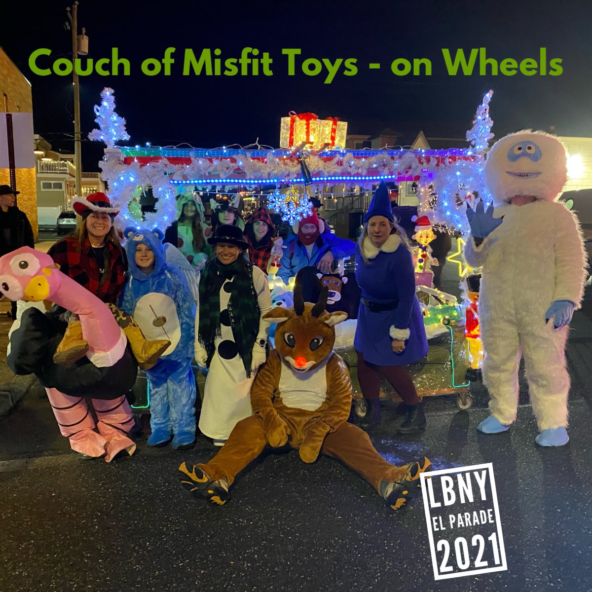 Proudly rolling in the LB Electric Light Parade since 2015! Misfits &amp; shenanigans forever! #couchonwheels #lbny #electriclightparade