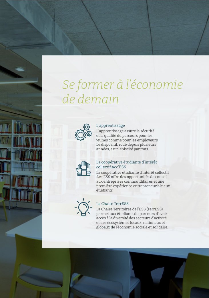 tduverger's tweet photo. 🎓 Une nouvelle plaquette est disponible pour le Master économie sociale et solidaire et innovation sociale (ESSIS) de @ScPoBx. De quoi valoriser toutes les nouveautés de ces deux dernières années : l’apprentissage, la coopérative étudiante et la Chaire #ESS https://t.co/chy1dTI6JW