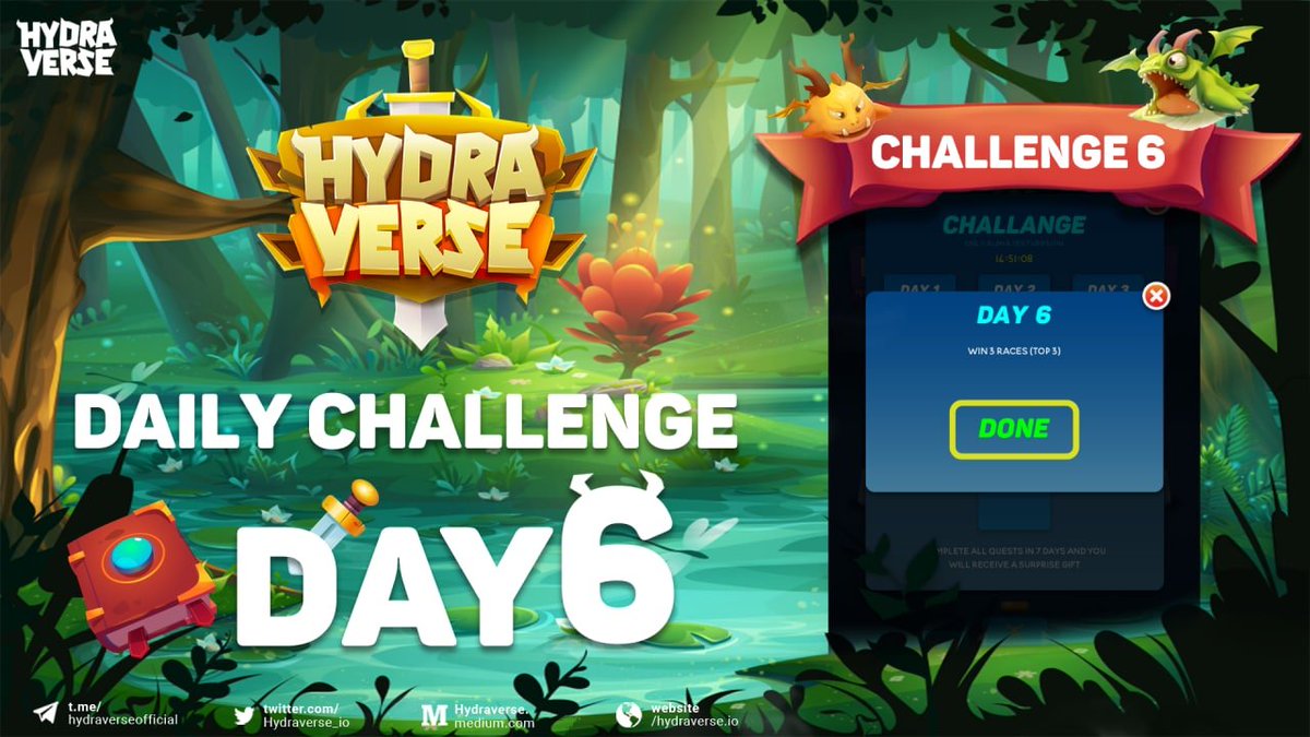 Hydraverse_io's tweet photo. 📢 Hydraverse's Alpha Daily Challenge - Day 6: Win 3 races (Get in top 3) ⚔️

🎯 Today's challenge requires users to play and win 3 racecourses. Can you join and show us where you are on the leaderboard? 🤩 https://t.co/JdA7rk05jQ