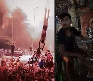 في مثل هذا اليوم 12-12-2019
ذكرى صلب طفل الوثبة على ايدي متظاهرين تشرين في بغداد
طفل تم نحره بالسكاكين 
طفل  سالت دمائه امام الالاف من المتظاهرين الذين كانوا يستمتعون بادق تفاصيل ذبحه
طفل كشف اهداف هذه الثورة الإجرامية
التي لا تفرق شيئاً عن افعال الارهاب
#الوثبة_اسقطت_تشرين