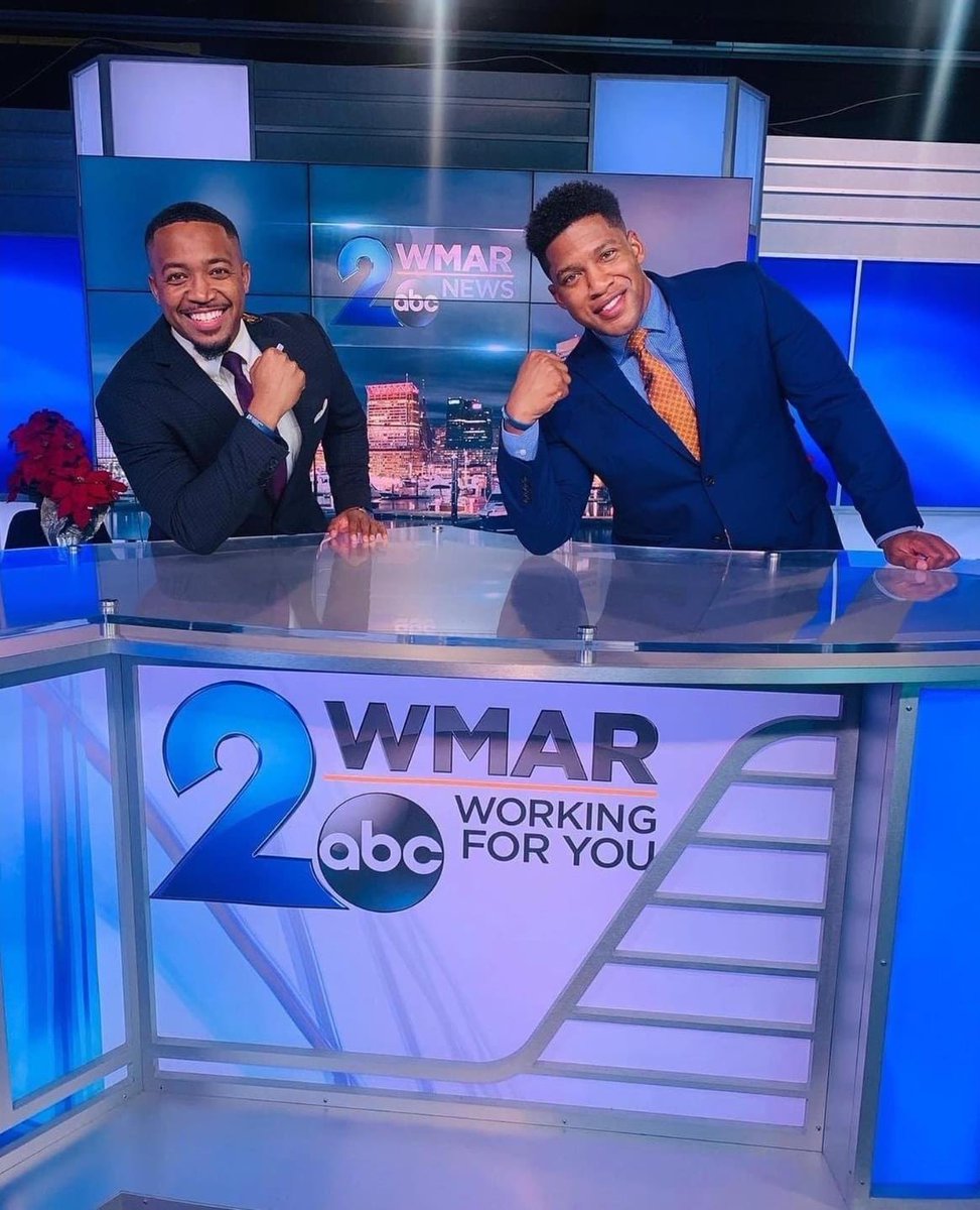JSUNAA's tweet image. #JSUAlums: Two JSU Men on the same set in Baltimore. 

We love to see it. 💙