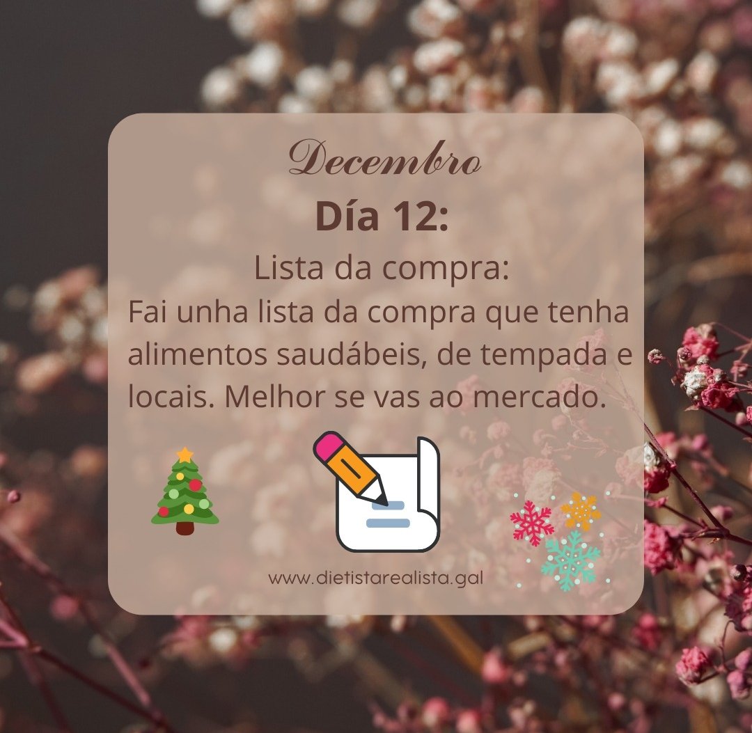 dietistarealist's tweet photo. Día 12 do calendario 🗓 de advento.
A lista da 🛒 compra. Trata de facela antes de ir a mercar.
Melhor se elixes alimentos de tempada e proximidade.
#dietista #DietistaRealista #DietistaVigo #DietistaOnline #dietistaCangas #listaDaCompra https://t.co/OuffJizVFt