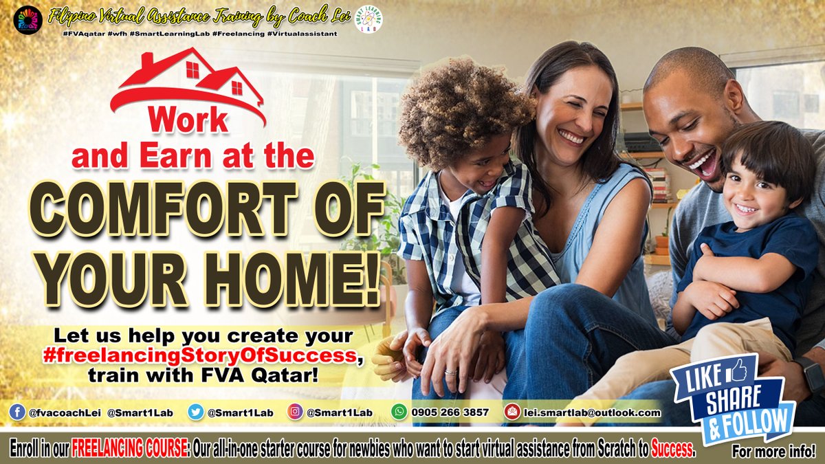 SmartLearninLab's tweet image. Learn a virtual assistant skill you can use in working remotely under the new normal!

Filipino Virtual Assistance is devoted to YOUR success!

Enroll Now!

#WFH
#Freelancing
#OnlineJobs
#FVAQatar
#surge
#Qatar
#OFW
#fvaconsultancy
#filipinovirtualassistance
#SmartLearningLab