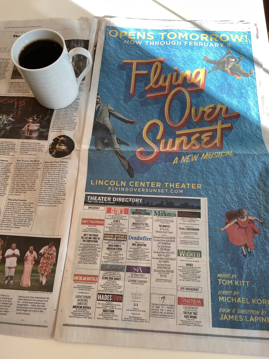 Check out today’s <a href="/nytimes/">The New York Times</a>… we are so excited to open <a href="/FlyingSunsetBwy/">Flying Over Sunset Broadway</a> tomorrow! #FindYourLight #BroadwayIsBack