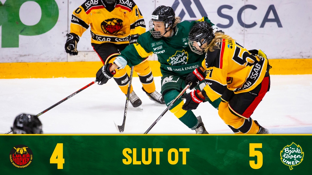 Bjorkloven's tweet photo. Vinst på övertid mot Luleå! Nikola Dyckova x2, Majken Gunnarsson, Kate Randazzo och Megan Holzhuter målskyttar i gröngult! #björklöven #hockeyallsvenskan https://t.co/cwDhjWX3kG