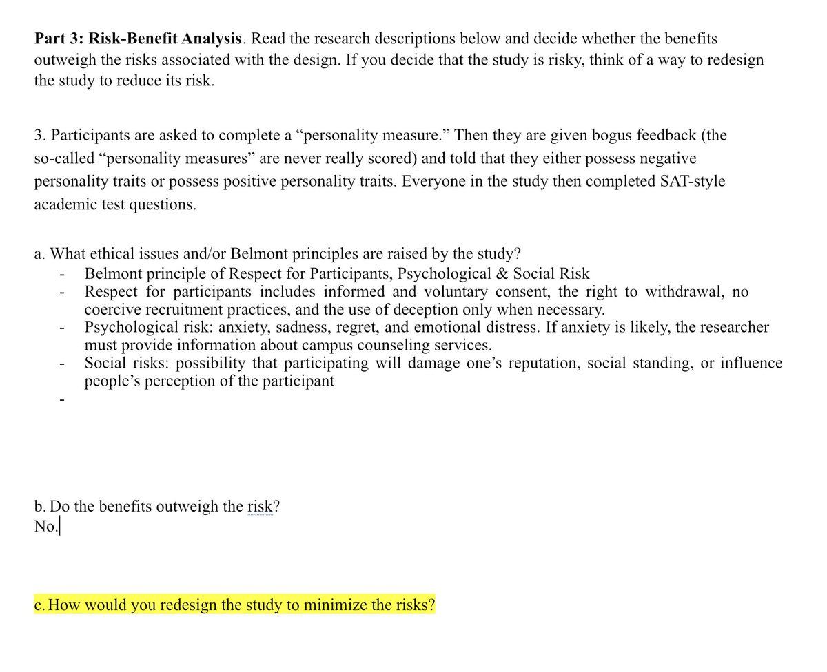 client_MissS's tweet image. ‼️‼️You might be interested. A friend needs help for this:

Subj: Field Methods in Psychology
Topic: Ethics in Research 
Task: #3 part C only (highlighted)
Due: Tomorrow. Dec 13 5PM
Budget: 100-150 (tbd)