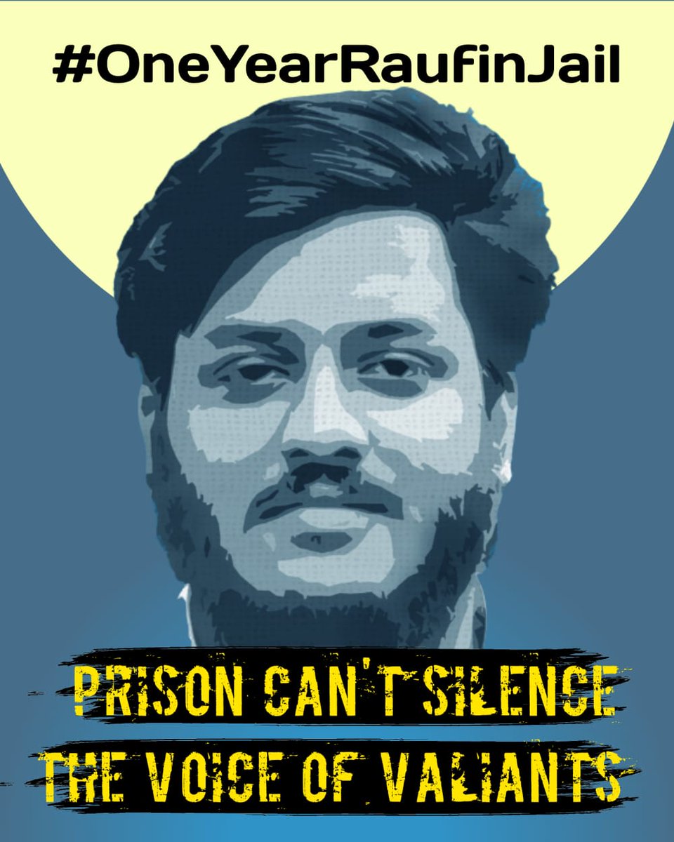 AznaNavas's tweet photo. Rauf is vilified and tortured for fighting tyranny, he deserves to be inroads fighting Hindutwa, not behind bars. 
#OneYearRaufInJail https://t.co/23iQxnfR61