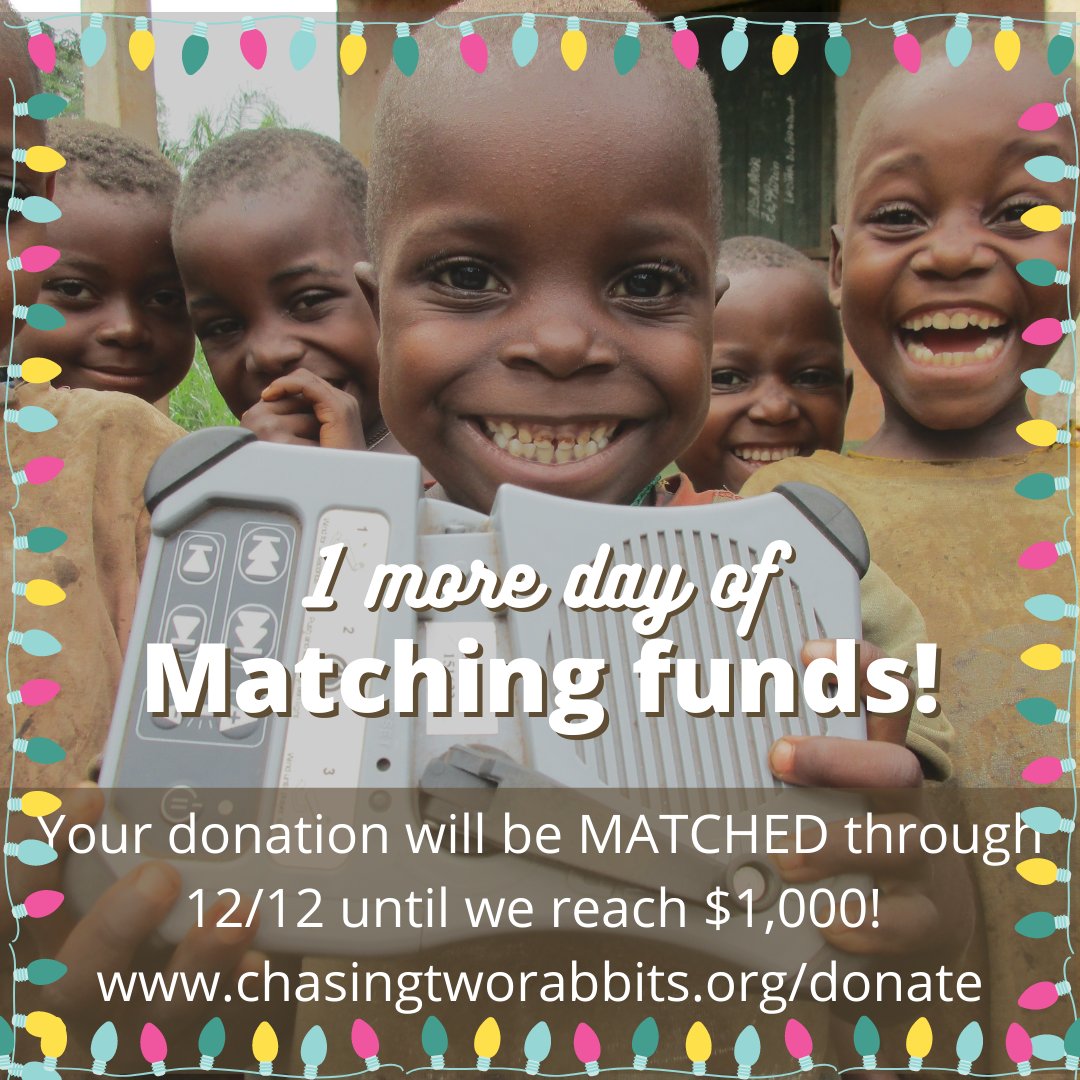 chasing2rabbits's tweet photo. 🎉🎉ONE MORE DAY of matching funds! Today is our founder Sarah Strader's birthday, and all donations through the end the day will be MATCHED until we reach $1,000! Go to https://t.co/wzhqtb7Af9 to make a donation now! https://t.co/VeIASuCyp3