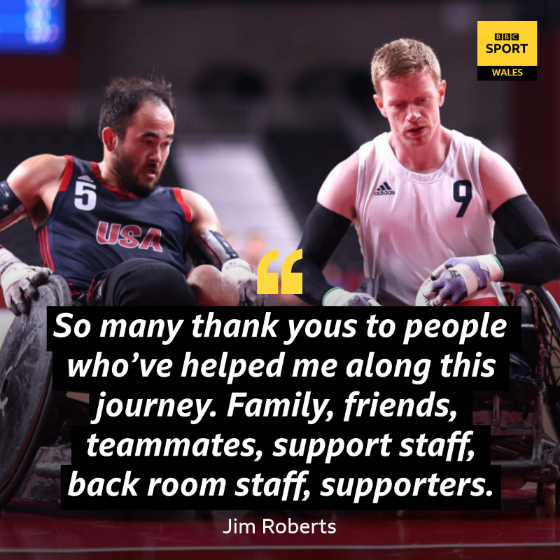 BBCSportWales's tweet photo. ICYMI: Paralympic wheelchair rugby gold medallist Jim Roberts has announced his retirement from the sport 🥇