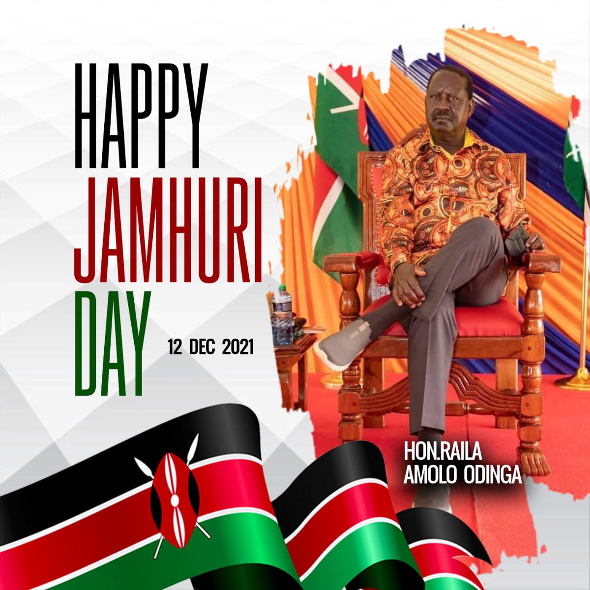 shukri_churicha's tweet photo. Happy Jamhuri day fellow Kenyans and the Right Honorable Raila Amollo Odinga,the 5th President of the Republic of Kenya.@RailaOdinga @Railajunior @edwinsifuna @WehliyeMohamed #JamhuriDay2021 #KenyaAt58 #AzimioLaUmoja #AmSafeWithBaba https://t.co/p7cKQuqCxg