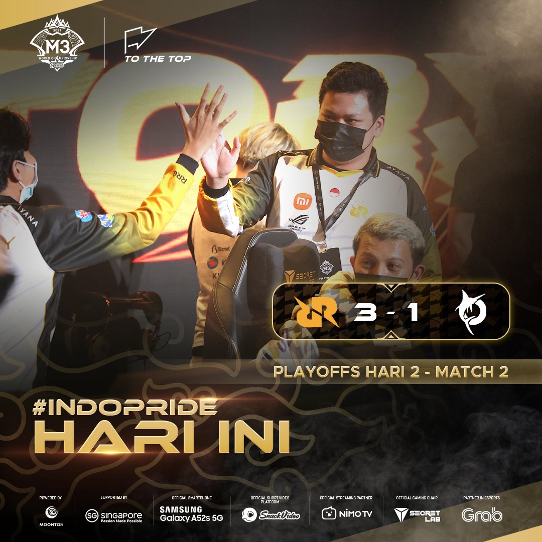 mplidofficial's tweet photo. Pertandingan Hari Ini! 🔥

RRQ Hoshi berhasil membuat Todak bertekuk lutut pada playoffs Upper Bracket dengan skor 3-1! Mampu menguasai map dan permaianan, RRQ Hoshi tidak terhentikan!

Dukung dan ikuti terus perjuangan tim #INDOPRIDE di M3 World Championship! 

#WeOwnThis https://t.co/PVFmfBqyhF