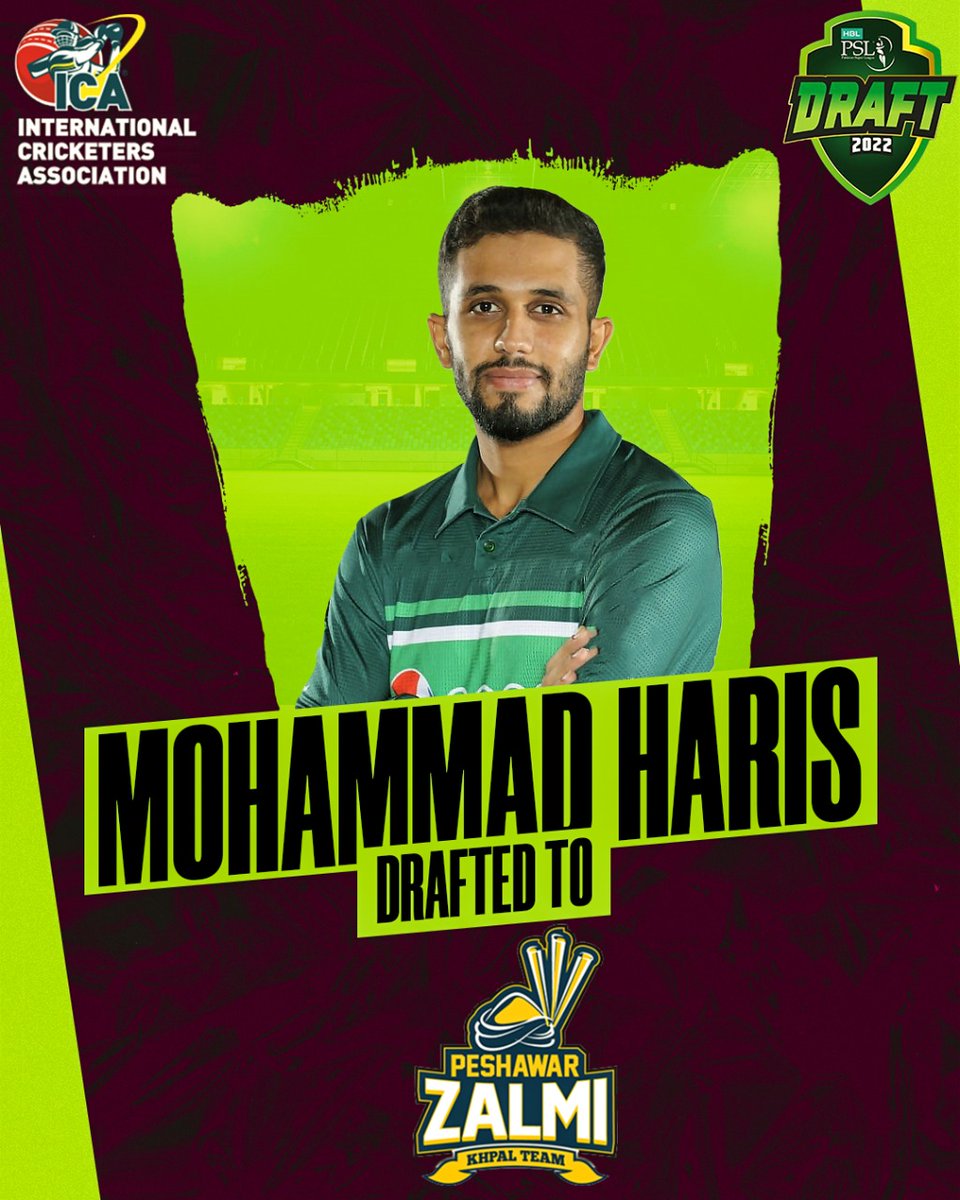 ICAssociation's tweet photo. Congrats to Mohammad Haris on being drafted in PSL 2022 for Peshawar Zalmi. Good luck and best wishes from Team ICA. 

#psldraft #psldraft2022 #PeshawarZalmi #pakistansuperleague #teamica #ica #cricket #playerplacement https://t.co/LtH78kjd14