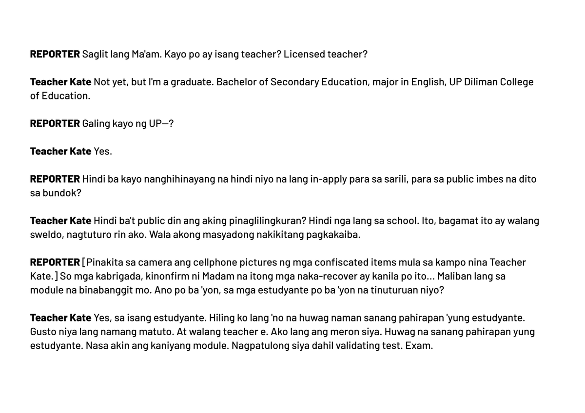 minimumfare's tweet photo. Noong sinabing "to be tireless in teaching" at "to go where difficulties are greater", hindi nagdalawang-isip si Teacher Kate. 

Interview ni Teacher Kate: https://t.co/3UP28cRcAY

#ReleaseKateRaca #UpholdCARHRIHL https://t.co/wIEiT3o0zl