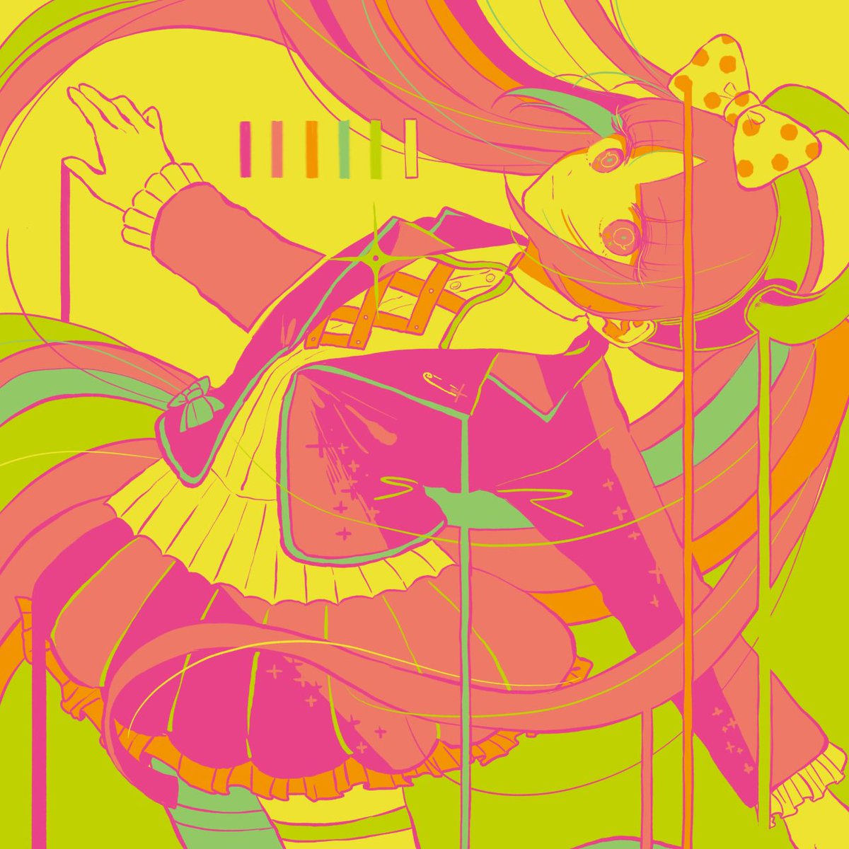 多薪さんとのカラーパレット企画第3弾 今回は言子ちゃん 鮮やかな色味が特徴的なパ きりのイラスト