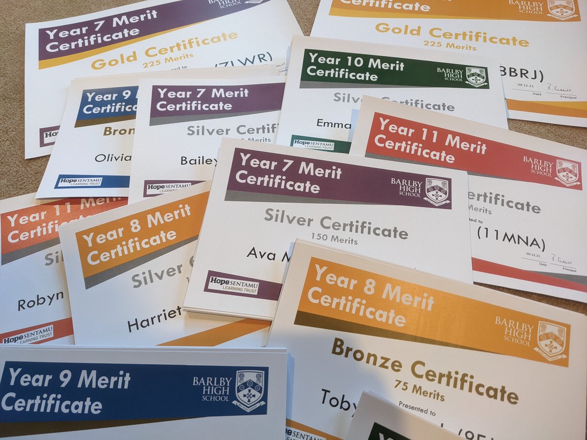 BarlbyWellbeing's tweet image. * Year Group Celebration Week *

13 gold, 295 silver and 321 bronze certificates are ready to be awarded to our fantastic students this week.

#welldone