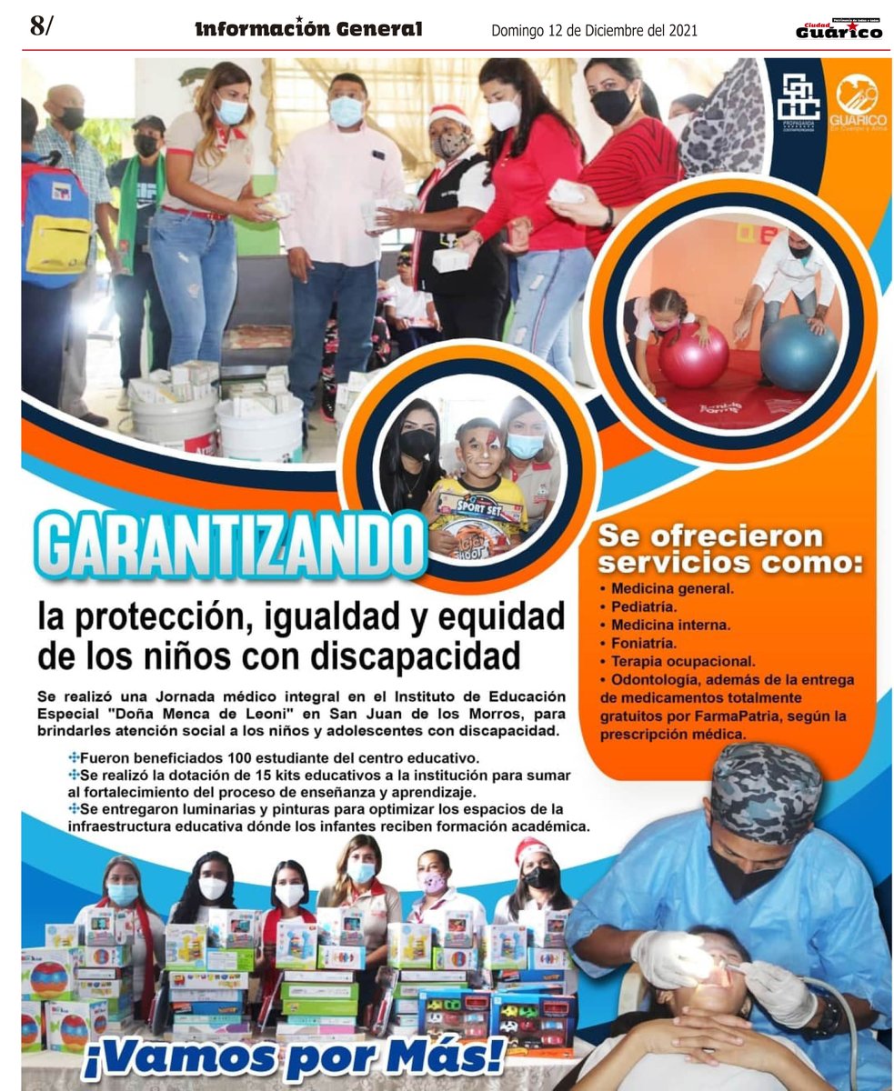 #InfoGeneral📰 Garantizando la protección, igualdad y equidad de los niños con discapacidad.

#Guárico
#DiciembreEsReconciliación 
#VacunaciónYPrevención