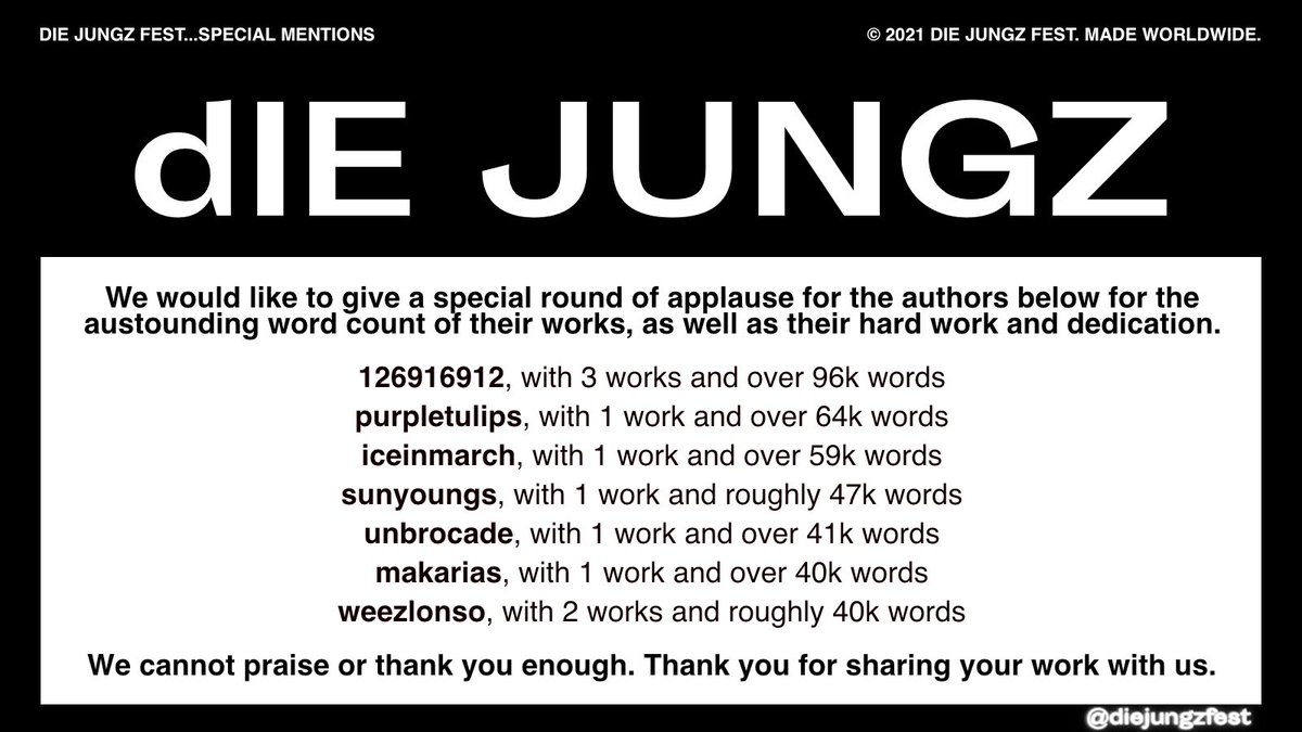 diejungzfest's tweet photo. Special thank you to the authors below for their outstanding contributions to the fest! We really cannot thank you enough for your hard work and for being a part of DJF 🥰❤️ https://t.co/iKKOGtuDKY