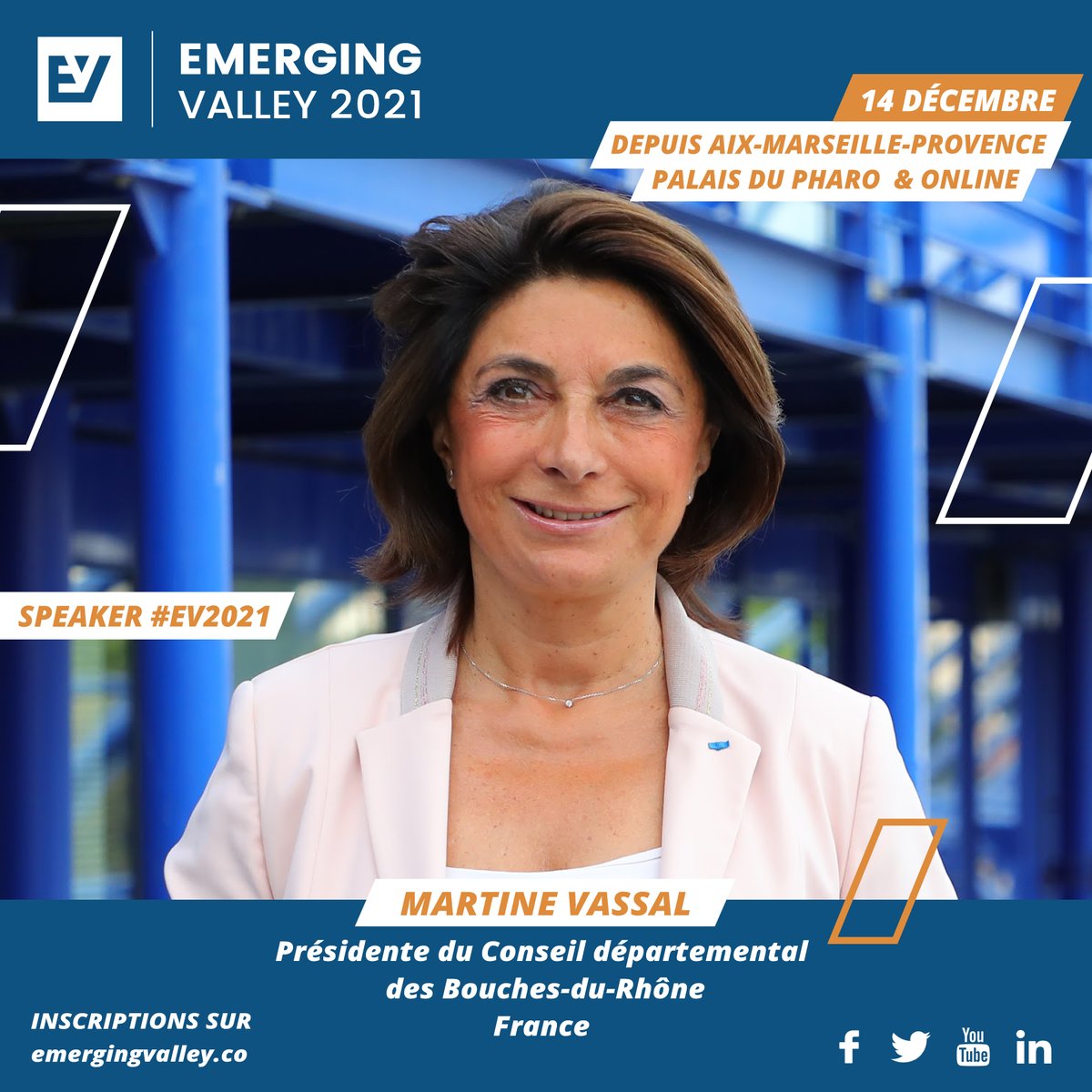 emergingvalley (@emergingvalley) on Twitter photo #Speaker
✨Nous avons le plaisir de recevoir, pour la cérémonie d’ouverture de cette 5e édition d’EMERGING Valley, Mme <a href="/MartineVassal/">Martine Vassal</a> , présidente du <a href="/departement13/">Département des Bouches-du-Rhône</a>
➡️ Inscrivez-vous pour assister au coup d’envoi de cette 5e édition : online-emergingvalley.co/programme?utf8… #Speaker
✨Nous avons le plaisir de recevoir, pour la cérémonie d’ouverture de cette 5e édition d’EMERGING Valley, Mme <a href="/MartineVassal/">Martine Vassal</a> , présidente du <a href="/departement13/">Département des Bouches-du-Rhône</a>
➡️ Inscrivez-vous pour assister au coup d’envoi de cette 5e édition : online-emergingvalley.co/programme?utf8…