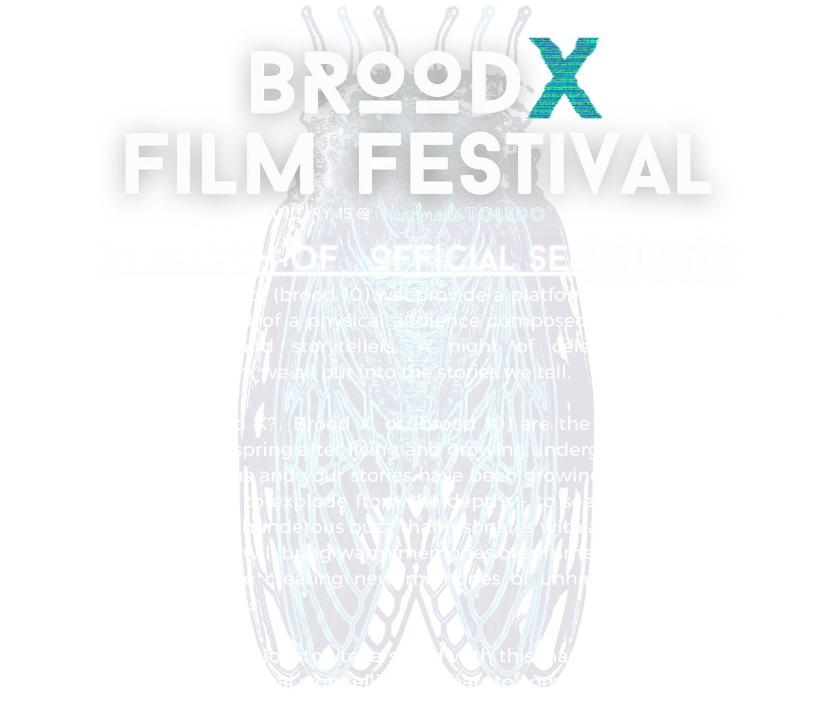 UPCOMING DEADLINE - Filmmakers, visual storytellers, video artists, and those working in time-based media, it is your last chance to submit your work to Brood X. The deadline is this Wednesday, December 15. For details visit mrdeimling.com/broodx