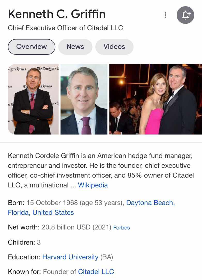 I was recently on a FaceTime Video Call with an American 🇺🇸 Hedge Fund  Billionaire Kenneth Griffin worth $20 Billion, we discussed the prospects  of him lending a helping hand in the