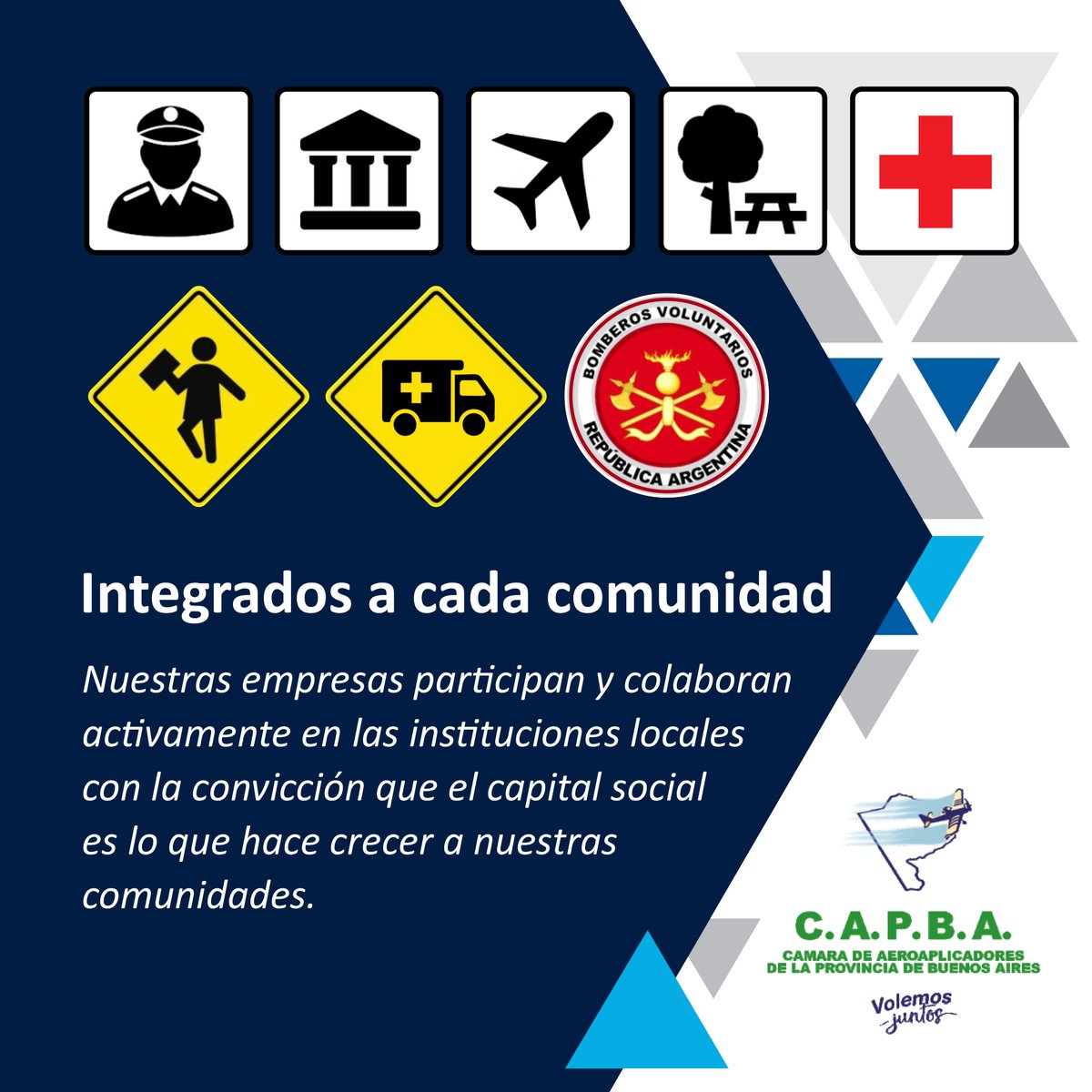 Integrados a cada comunidad.
Nuestras empresas participan y colaboran activamente en las instituciones locales con la convicción que el capital social es lo que hace crecer a nuestras comunidades.
#OrgulloAeroAgrícola