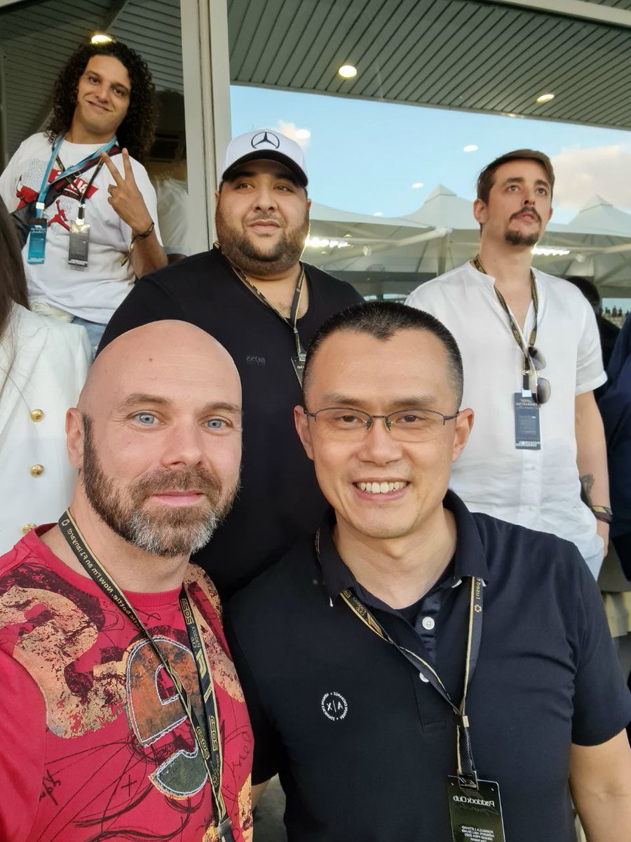 GenerationWhy18's tweet photo. What an evening to wrap up the #AbuDhabiGP CEO @3aircrypto @SandiBitenc with CEO @binance rubbing shoulders.
#F1Sponsor #AbuDhabi #AbuDhabiGP #3air #3airfam https://t.co/ize5Yd7ooN