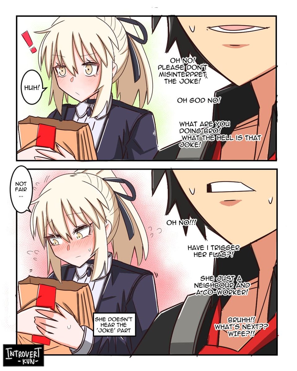 'My cute alter neighbour is also my co-worker but what's the next step? Wife?'
Hahaha manga these day have really long title. 
Hope you like it
#FGO #comic #Fanarts 