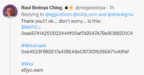 eggcoticon's tweet photo. @megabedoya @cctip_com @bharatgmu We already sent to your matic address from your tweet. 
But ok, we send again to your metamask wallet. Cek your opensea at hidden tab.
Proof: https://t.co/j9ymq6wmOJ

But promote our NFT please.. 😆😆 https://t.co/OFKyZyo68m