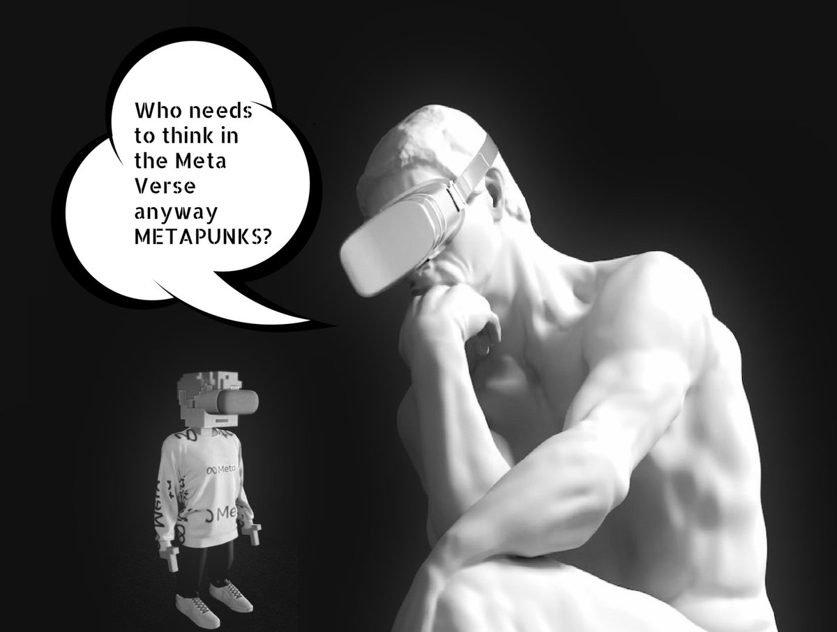 CrypticStonks's tweet photo. Big week for @MetaPunksOG 💥 so I tried to sum up my thoughts with a thinking man #MetaPunk meme 🤪 LFG bring on the #MetaPunks 🔥
Discord 🤫 https://t.co/pHNmtfyW8J
#MetaPunkMeme #Metaverse #Algorand #NFTs #countTo1000 $ALGO #ALGONFT #ALGO #NFT https://t.co/xQUM9YNcvC