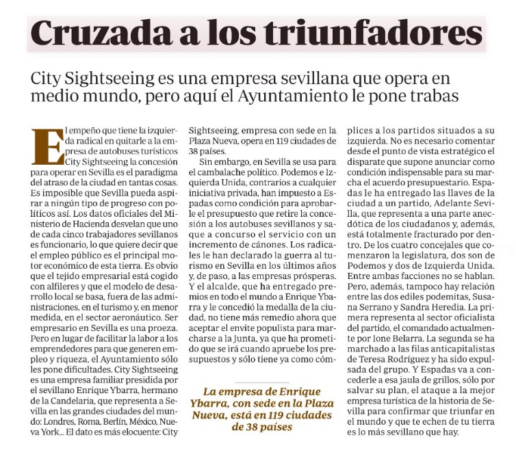 doctorpareja's tweet photo. Sevillanos honrados. Empresa modelo en todo el mundo #CitySightseing. Es para estar orgullosos de ellos y de su empresa. 
¿Se la quiere cargar nuestro alcalde @_JuanEspadas por rendirle pleitesía a @AdelanteSevilla para poder aprobar los presupuestos y marcharse al Senado? https://t.co/avu2iuSNcp