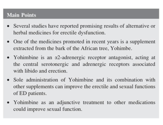 Yohimbine as a treatment for erectile dysfunction: A systematic review and meta-analysis

#erectiledysfunction #sexualfunction #yohimbine 

@Uroweb @AmerUrological @essm_tweets 

Article Link :
 turkishjournalofurology.com/en/yohimbine-a…