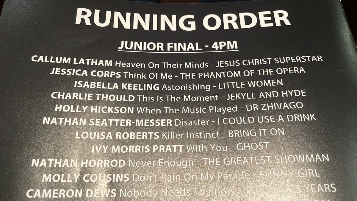 <a href="/WestEndCalling/">West End Calling</a> getting nervous and excited. Good luck everyone.