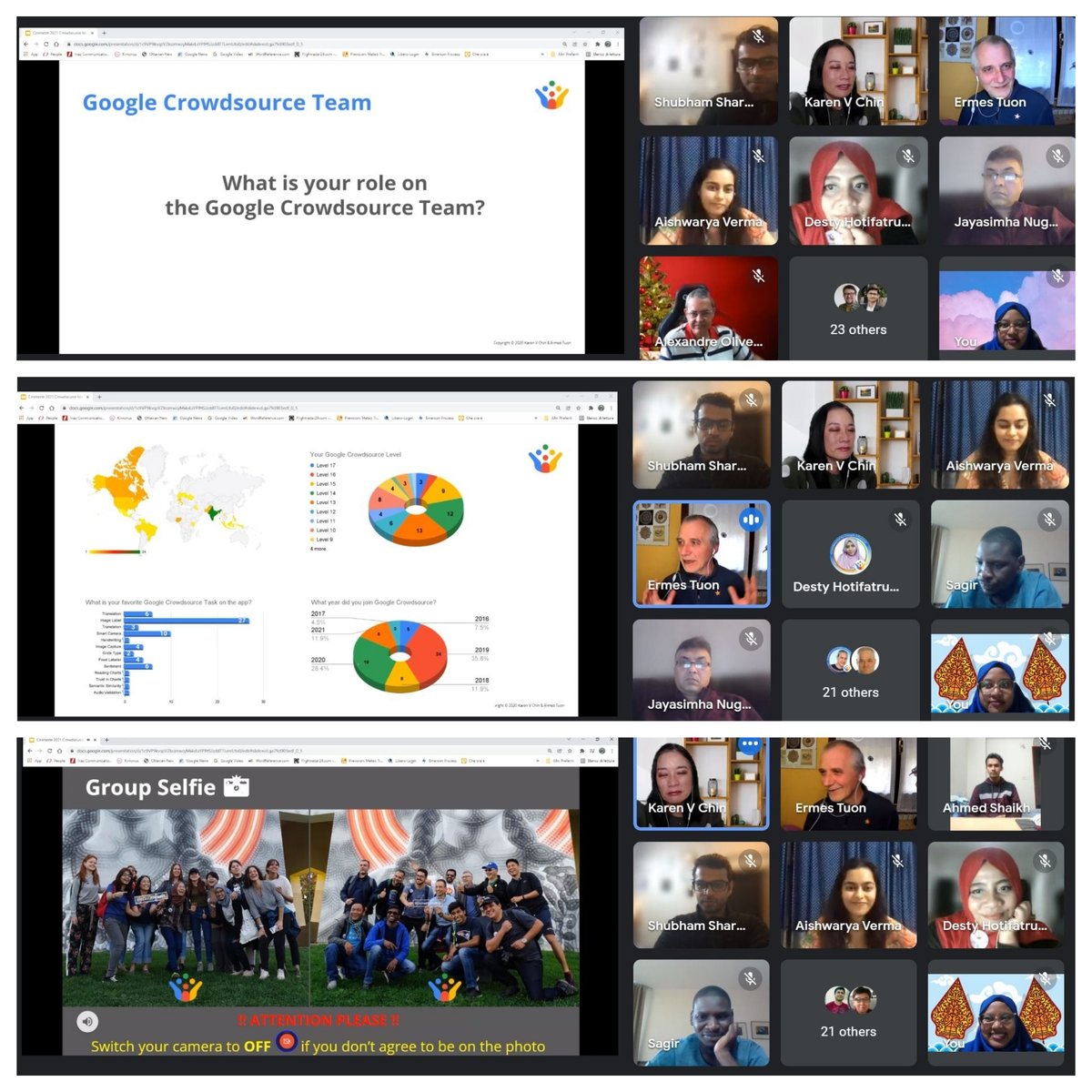 Great to join in this event and meet you all " Celebrate 2021 Share Your 2022 Google Crowdsource Goals" host by <a href="/IAMKarenVChin/">Karen V Chin</a> <a href="/ErmesTuon/">Ermes Tuon</a>  and chit chat with <a href="/verma_aish/">Aishwarya Verma</a> and Shubham. Weldone everyone who reach your goal in 2021 👏👏👏🎉🎉 #GoogleCrowdsource