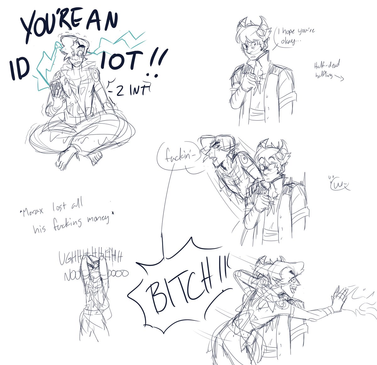 some doodles of stuff that's happened in sessions 