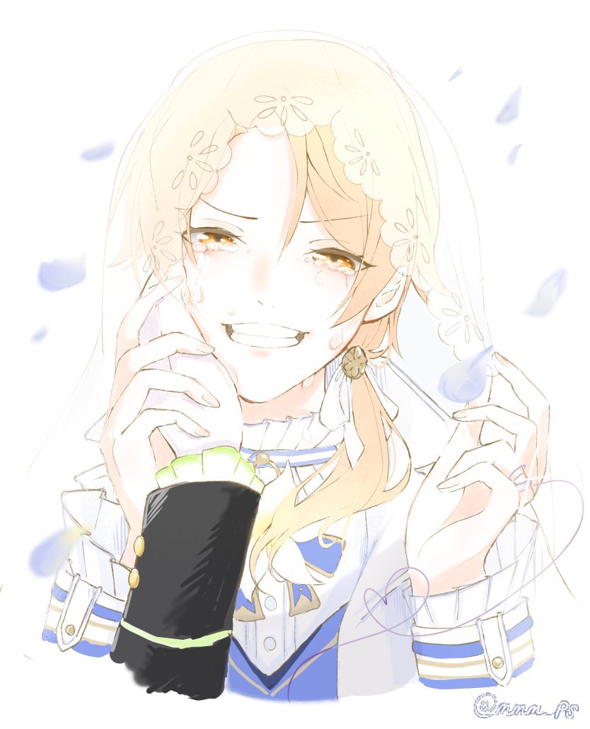 veil tears crying blonde hair smile pov hands solo focus  illustration images