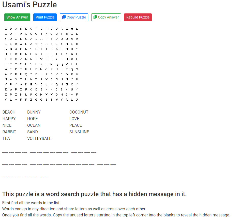 "I have a present for everyone!  Something to work your minds... it's a puzzle!  If you put it together, you get a special message from me!"