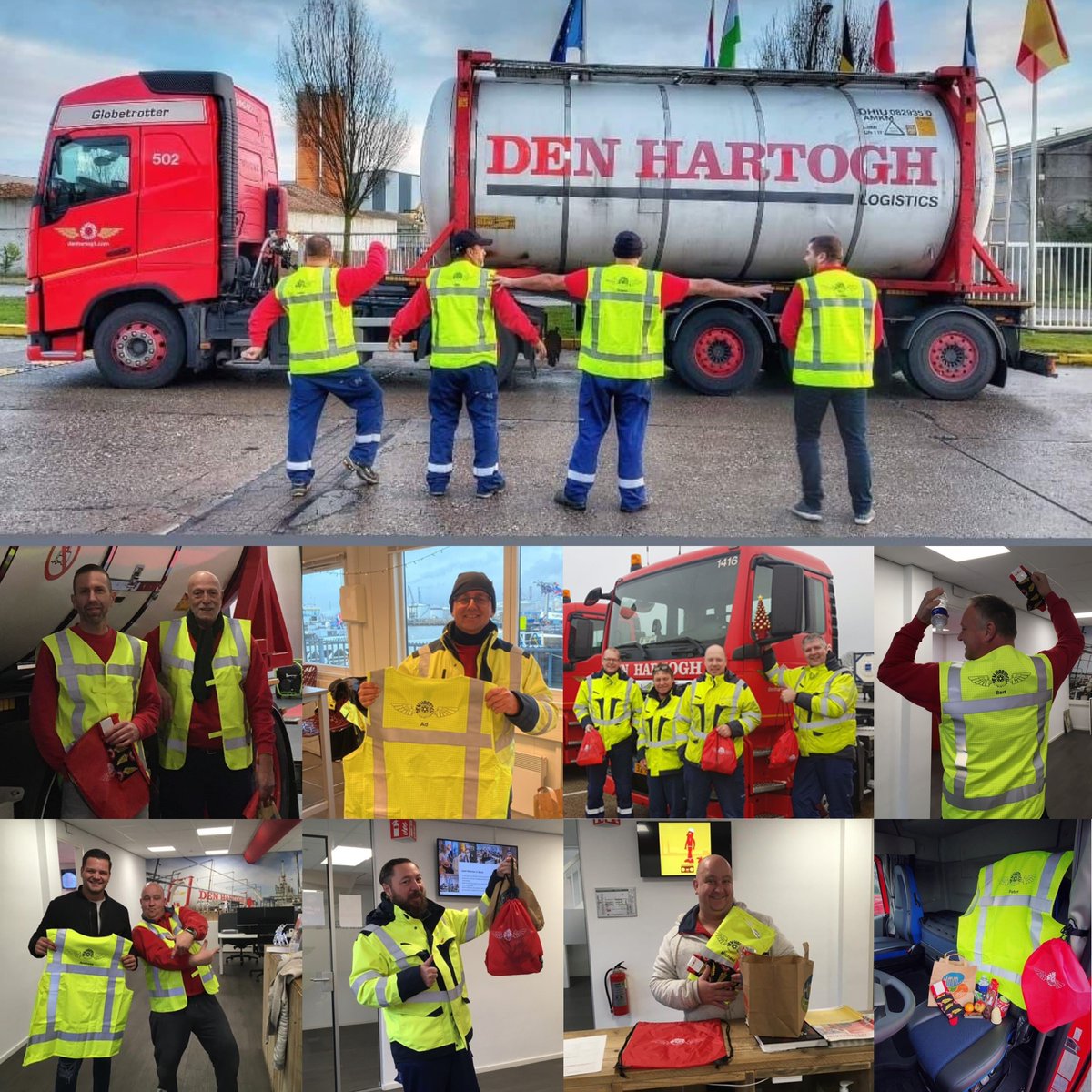 Den_Hartogh_'s tweet photo. Wij kijken terug op een leuke en geslaagde Dag van de Vrachtwagenchauffeur. En zien onze chauffeurs er niet goed uit met hun gepersonaliseerde veiligheidshesjes? #denhartogh #dvc2021 #throwback #dagvandechauffeur https://t.co/kqaYP6JMMx