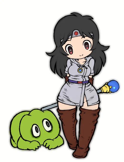 妄想ナムコハクスラキャラクター、イシターの巫女。重力を操り自身は安全圏に離脱しながら黄金の騎士を召喚して戦わせる。 #ドルアーガの塔 #カイ 
