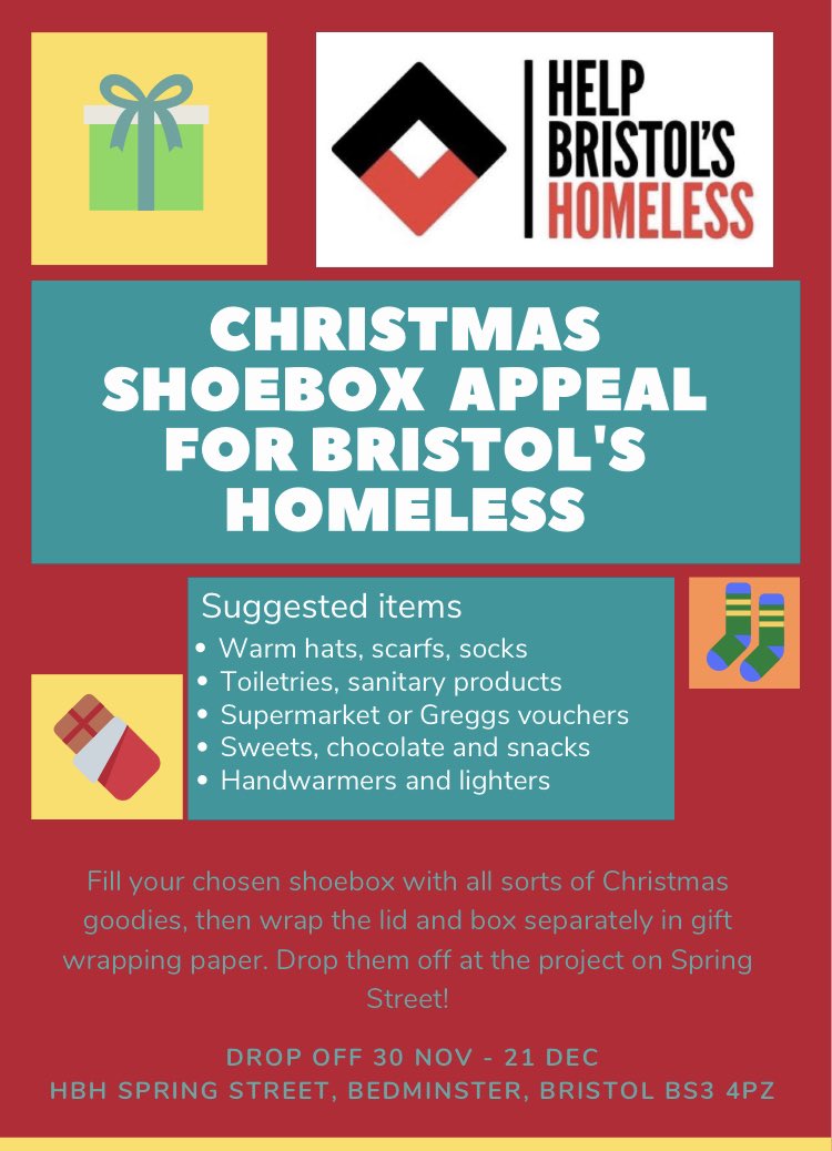 HBHomeless's tweet photo. Thank you to everyone who has supported our Christmas Shoebox appeal so far 🙌😊🎄🎁 we wonder if we’ll get more shoeboxes donated than last year?! #Bristol #Christmas #helpbristolshomeless https://t.co/a1PEXoWMsX