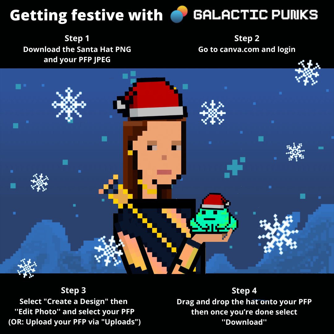 galactic_punks's tweet photo. The Holidays are upon us! It can be a difficult time for some, so celebrate with your NFT family with the #WGMISanta crosschain contest by #GalacticDAO! Add a Santa hat to your PFP, post below, and you could win 100 $UST. 5 winners will be picked randomly. #newprofilepic π§΅ 1/2 https://t.co/PbnQ2DiplJ