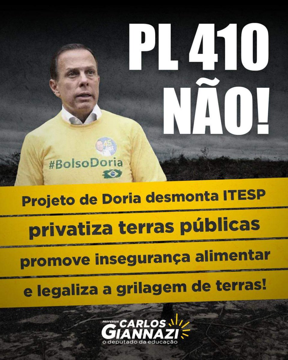 carlosgiannazi's tweet photo. O #PL410, que acaba com os assentamentos e legaliza a grilarem dos grandes latifundiários que invadiram terras públicas, poderá ser votado esta semana!
✊🏼 Iremos obstruir e votar contra esse absurdo. #ITESPsim #PL410não https://t.co/DElPnfAB6w