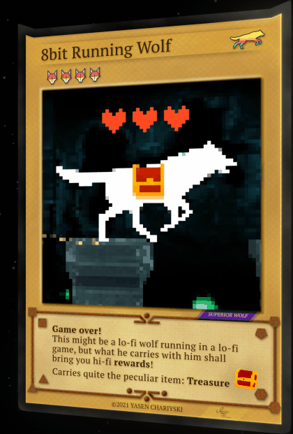 YasenNFTsBot's tweet photo. 8bit Running Wolf sold for ₳ 20 $ADA
#cardano #YasenNFTs https://t.co/s9jPQ1q9bh