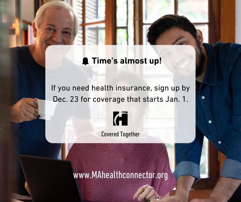 RepJackLewis's tweet photo. It’s Open Enrollment at Health Connector apply by Dec. 23 for health insurance that starts Jan. 1 at https://t.co/hzGGASr6xf. Let’s get #CoveredTogether! https://t.co/pHdexr7pdG